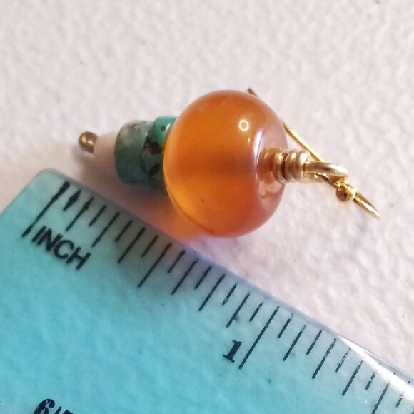 Colorful Chunky Monkeys! Get Seen & Turn Heads! Orange & Turquoise Stone Earring - Picture 9 of 11